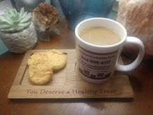Load image into Gallery viewer, Our Siganture Rectangular Tray with space for our reishi coffee, tea or hot cocoa along with your delicious snack bowl
